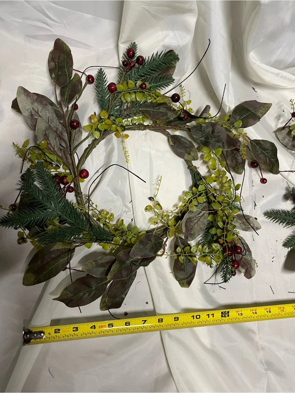 Greenery and Red Berry Faux Garland Pair